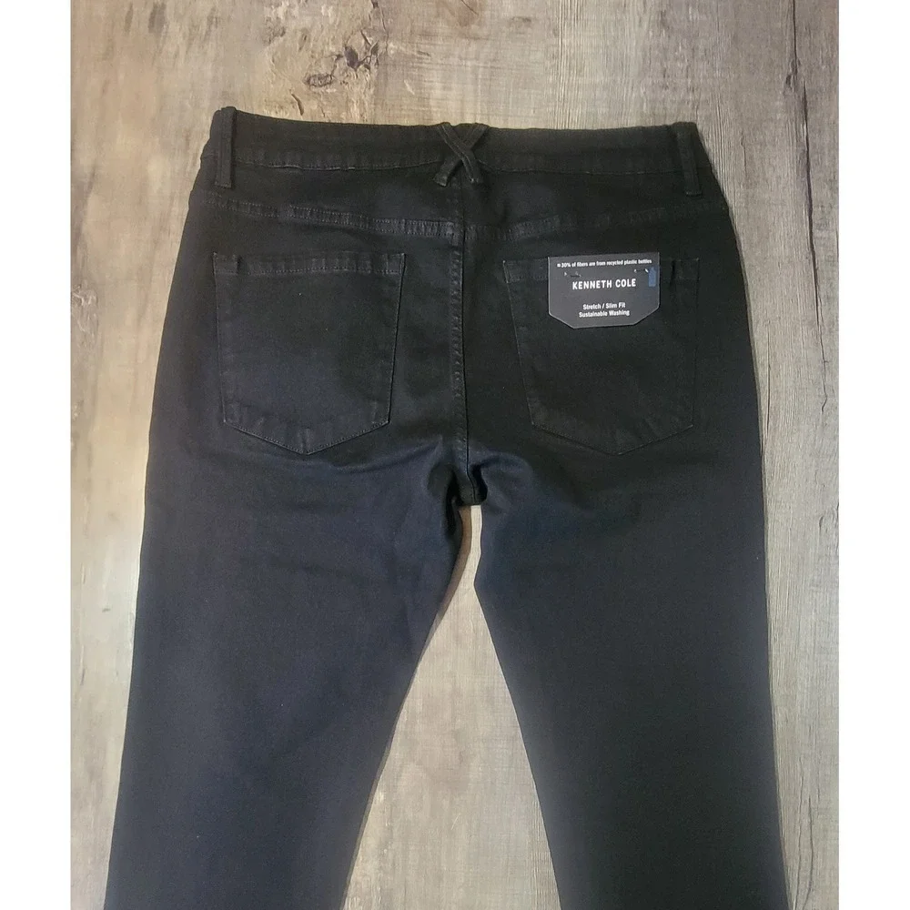 Kenneth Cole Mens Slim Fit Jeans 33x32 Watts Wash Black Stretch EU9D24BWTS32